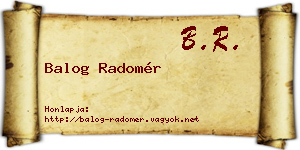 Balog Radomér névjegykártya
